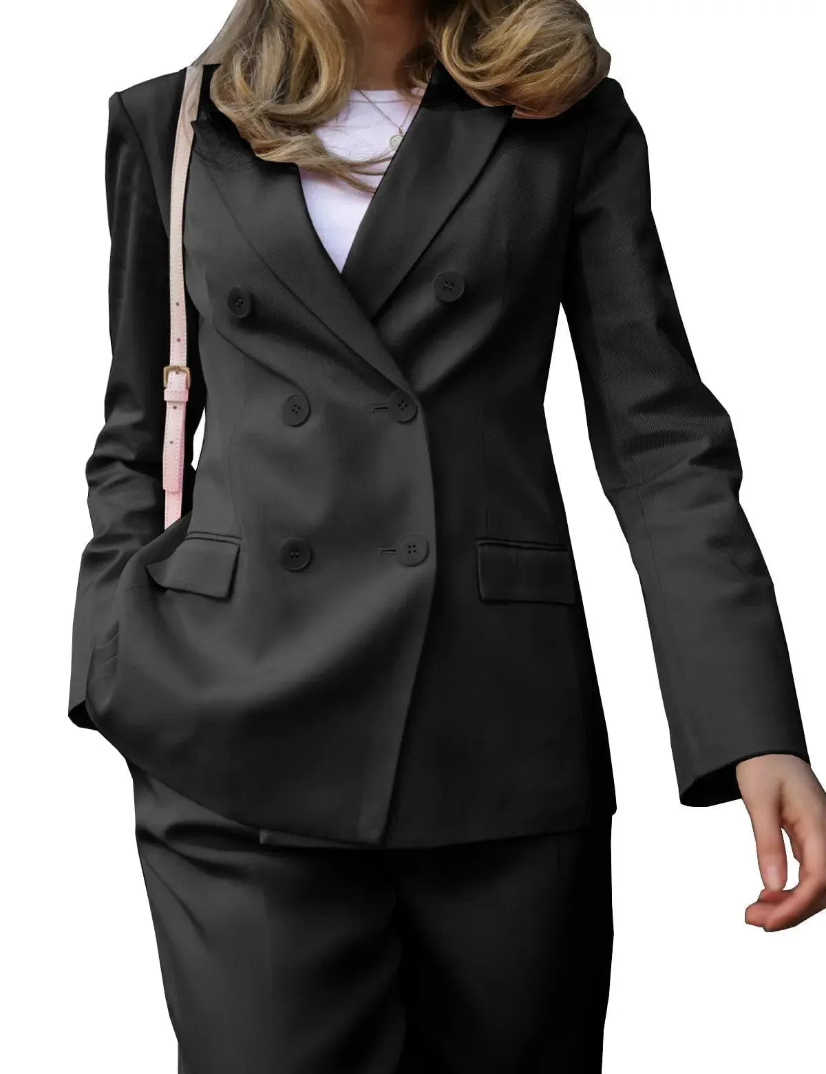 2 Piece Double Breasted 4 Buttons Women Suit (Blazer Pants)