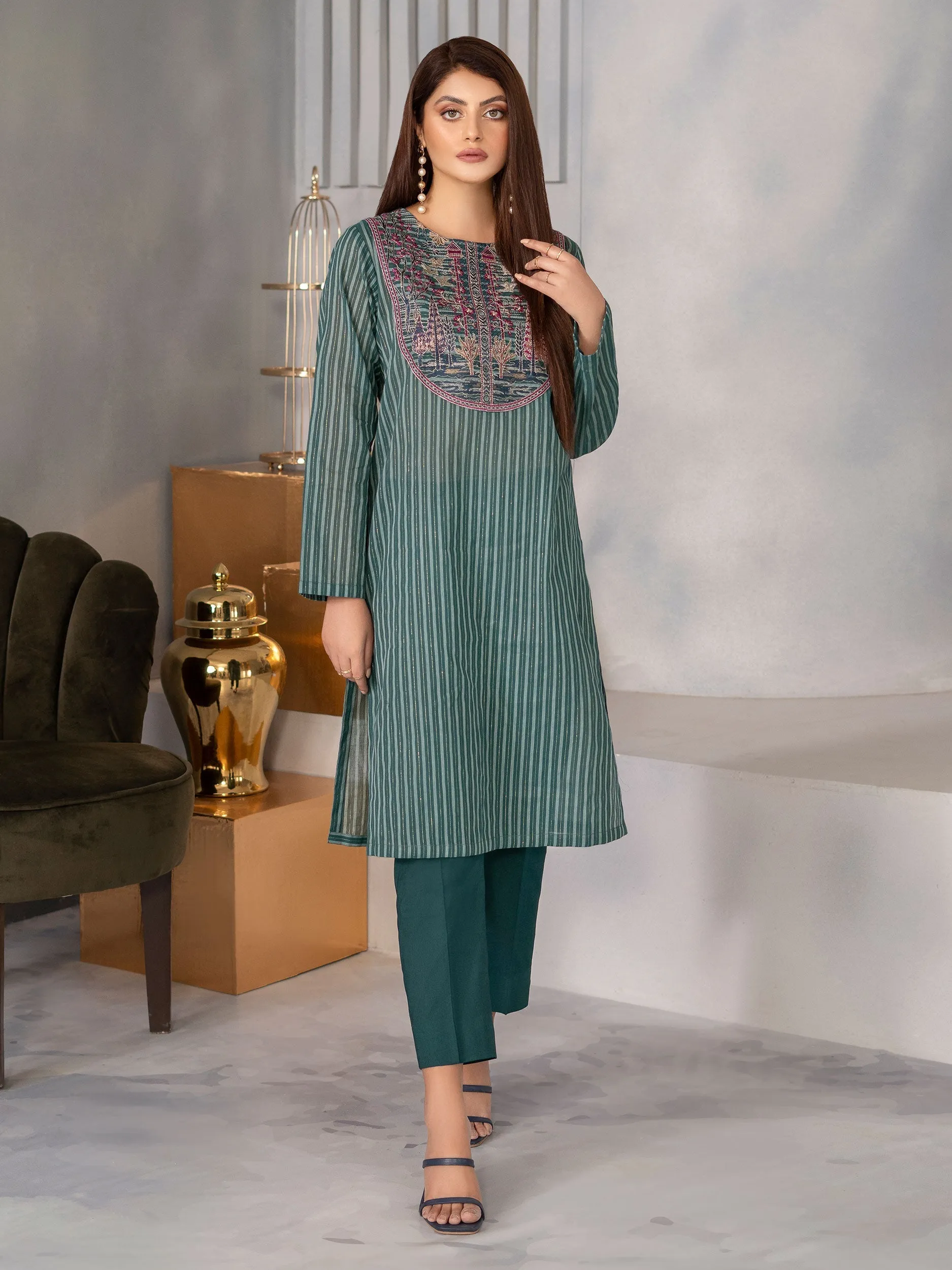 2 Piece Embroidered Yarn Dyed Suit | Lime Light Women Eid Collection 2023