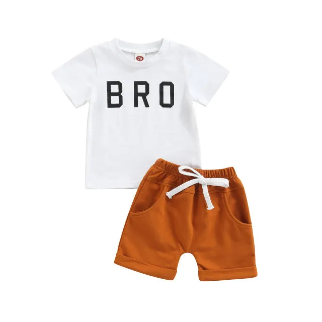 2 Piece Newborn Infant Toddler Boys BRO Shorts Set