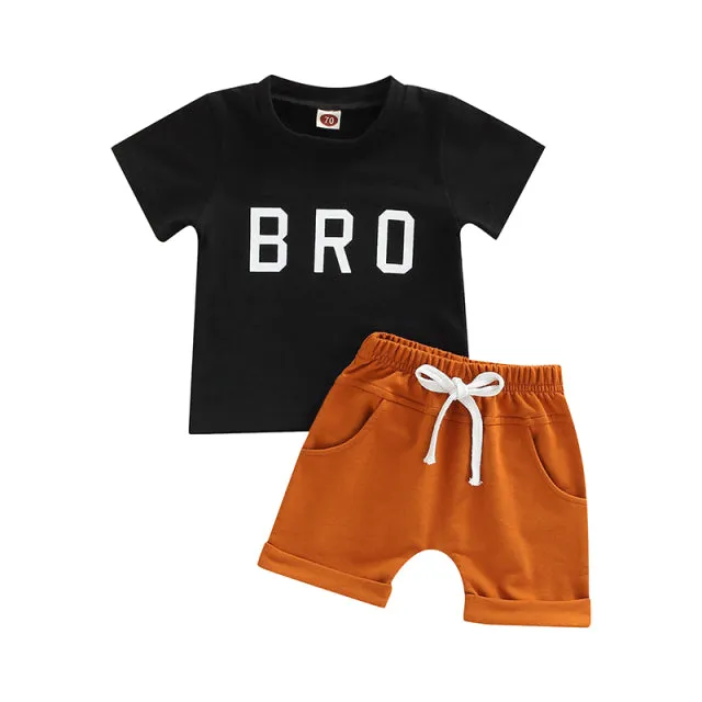 2 Piece Newborn Infant Toddler Boys BRO Shorts Set