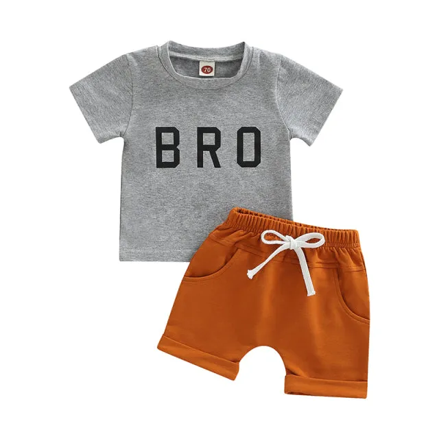 2 Piece Newborn Infant Toddler Boys BRO Shorts Set