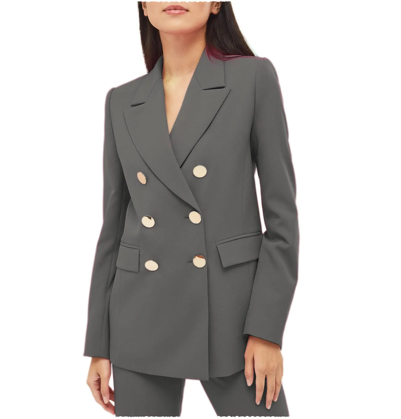 2 Pieces Notch Lapel Double Breasted Women Suit (Blazer Pants)