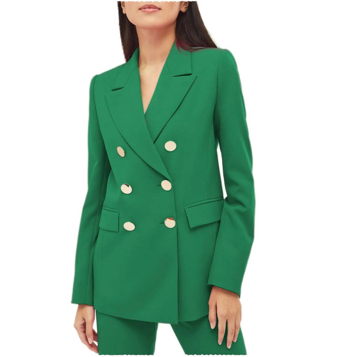 2 Pieces Notch Lapel Double Breasted Women Suit (Blazer Pants)