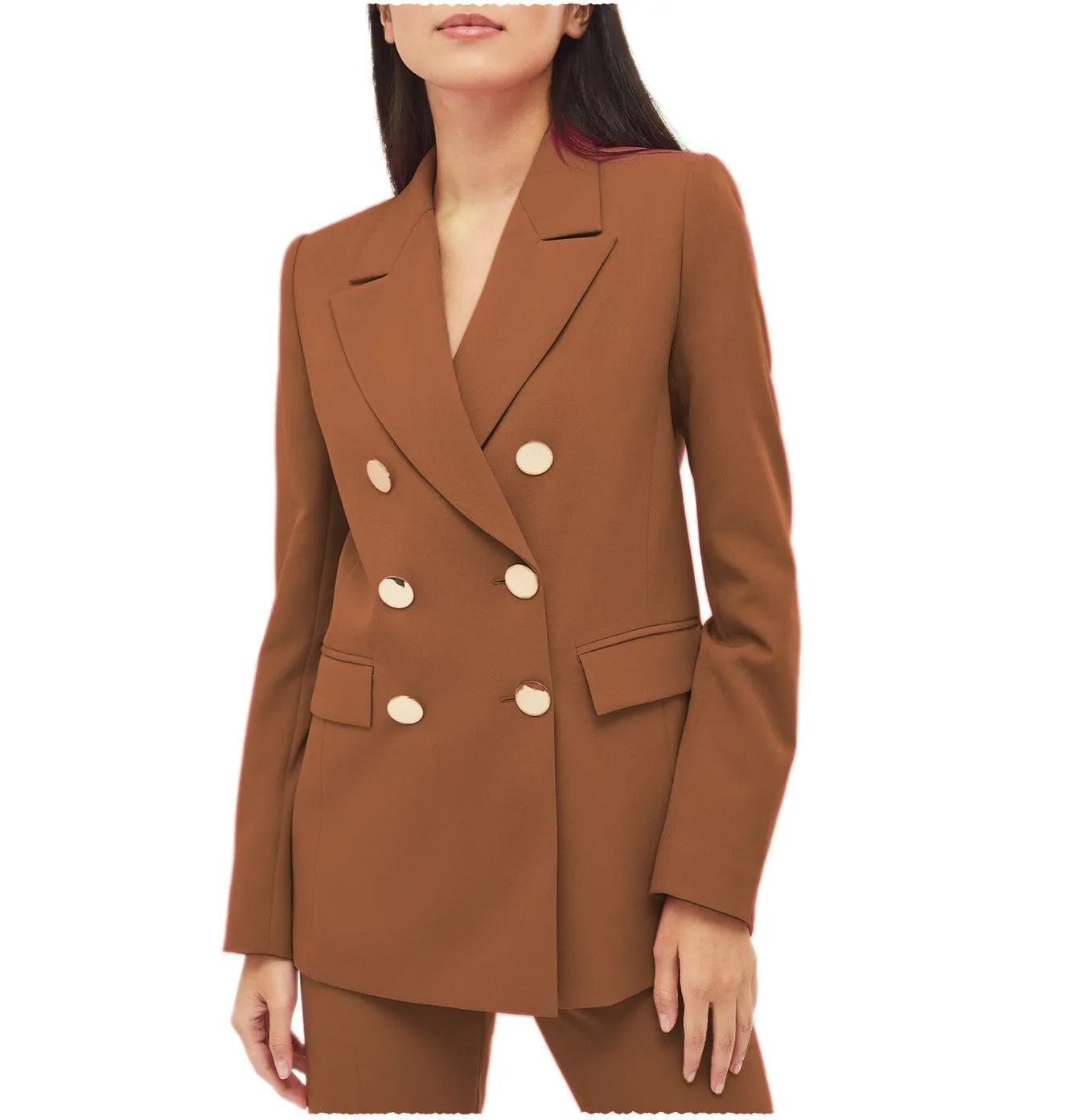 2 Pieces Notch Lapel Double Breasted Women Suit (Blazer Pants)