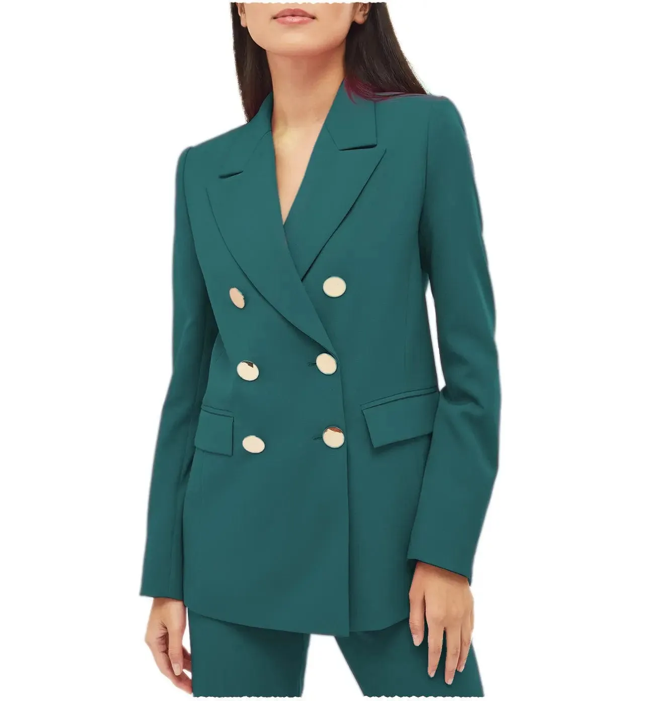 2 Pieces Notch Lapel Double Breasted Women Suit (Blazer Pants)