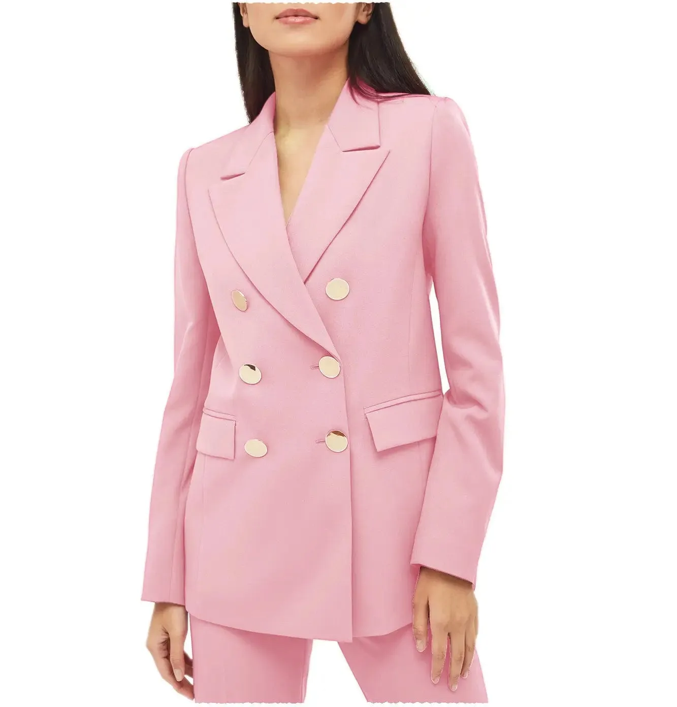 2 Pieces Notch Lapel Double Breasted Women Suit (Blazer Pants)