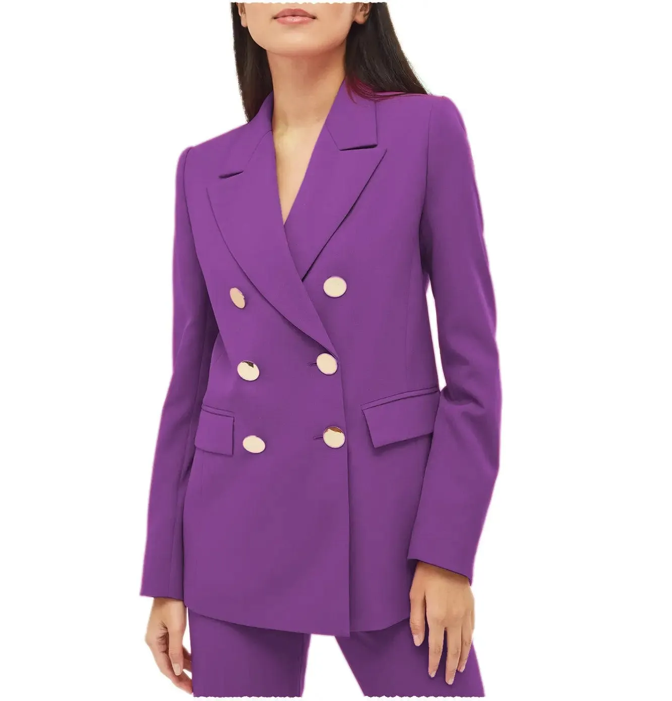 2 Pieces Notch Lapel Double Breasted Women Suit (Blazer Pants)