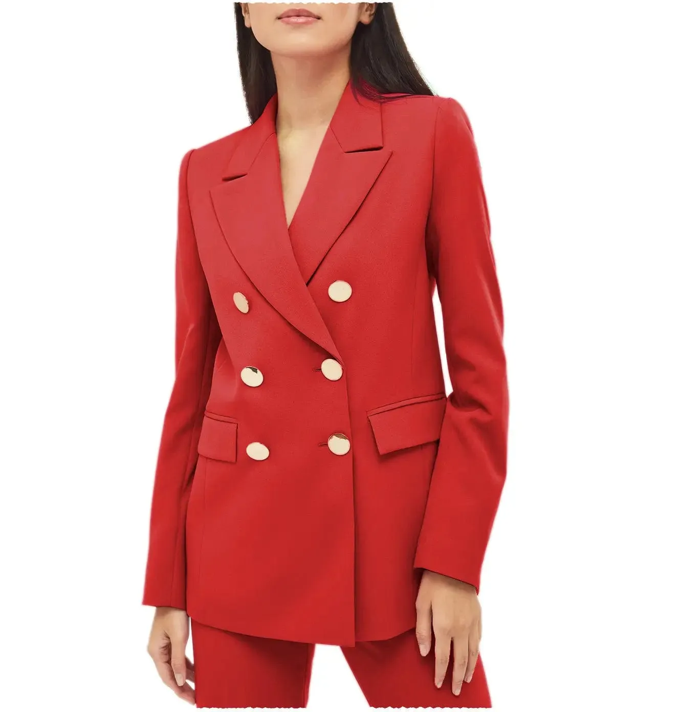 2 Pieces Notch Lapel Double Breasted Women Suit (Blazer Pants)