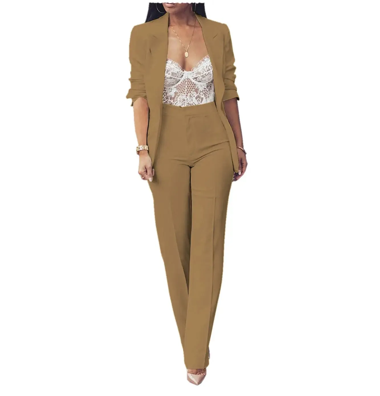 2 Pieces Peak Lapel Women Suit (Blazer Pants)