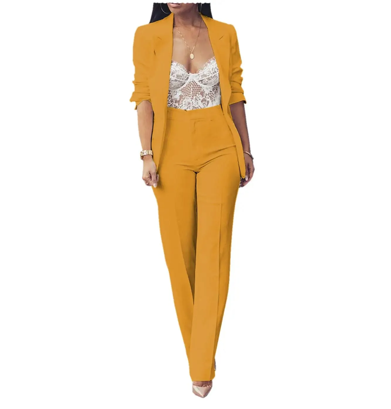 2 Pieces Peak Lapel Women Suit (Blazer Pants)