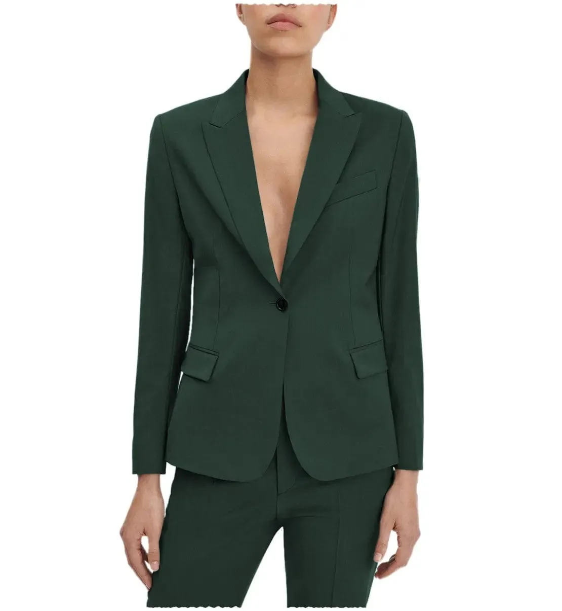 2 Pieces Single Button Notch Lapel Women Suit (Blazer Pants)
