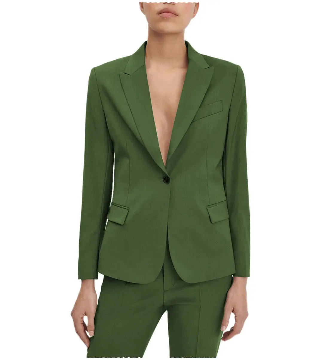 2 Pieces Single Button Notch Lapel Women Suit (Blazer Pants)