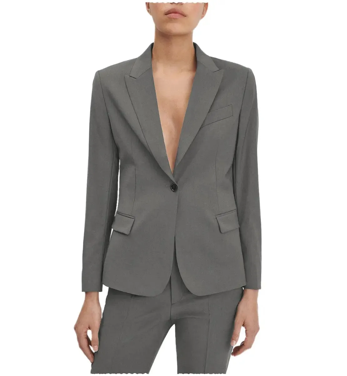 2 Pieces Single Button Notch Lapel Women Suit (Blazer Pants)