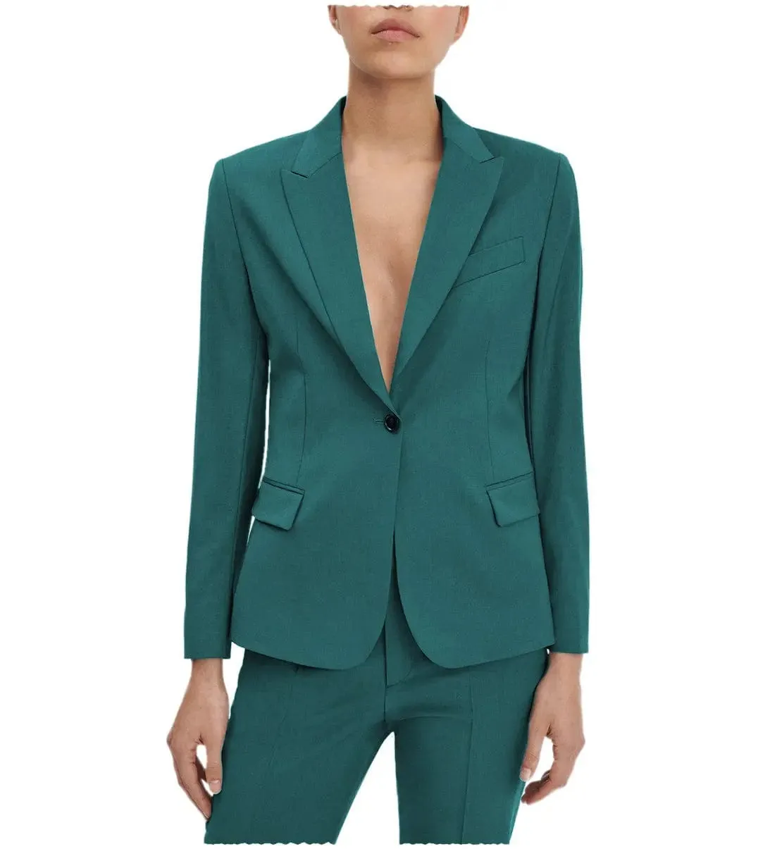 2 Pieces Single Button Notch Lapel Women Suit (Blazer Pants)