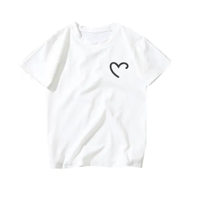 2020 Summer Women T-shirt Girls Harajuku Love Print Top TShirt Short Sleeve O Neck Couples Lovers Cotton white tshirt camiseta