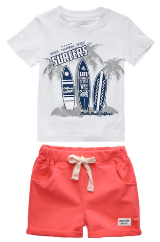 2pc Surfer boys short set