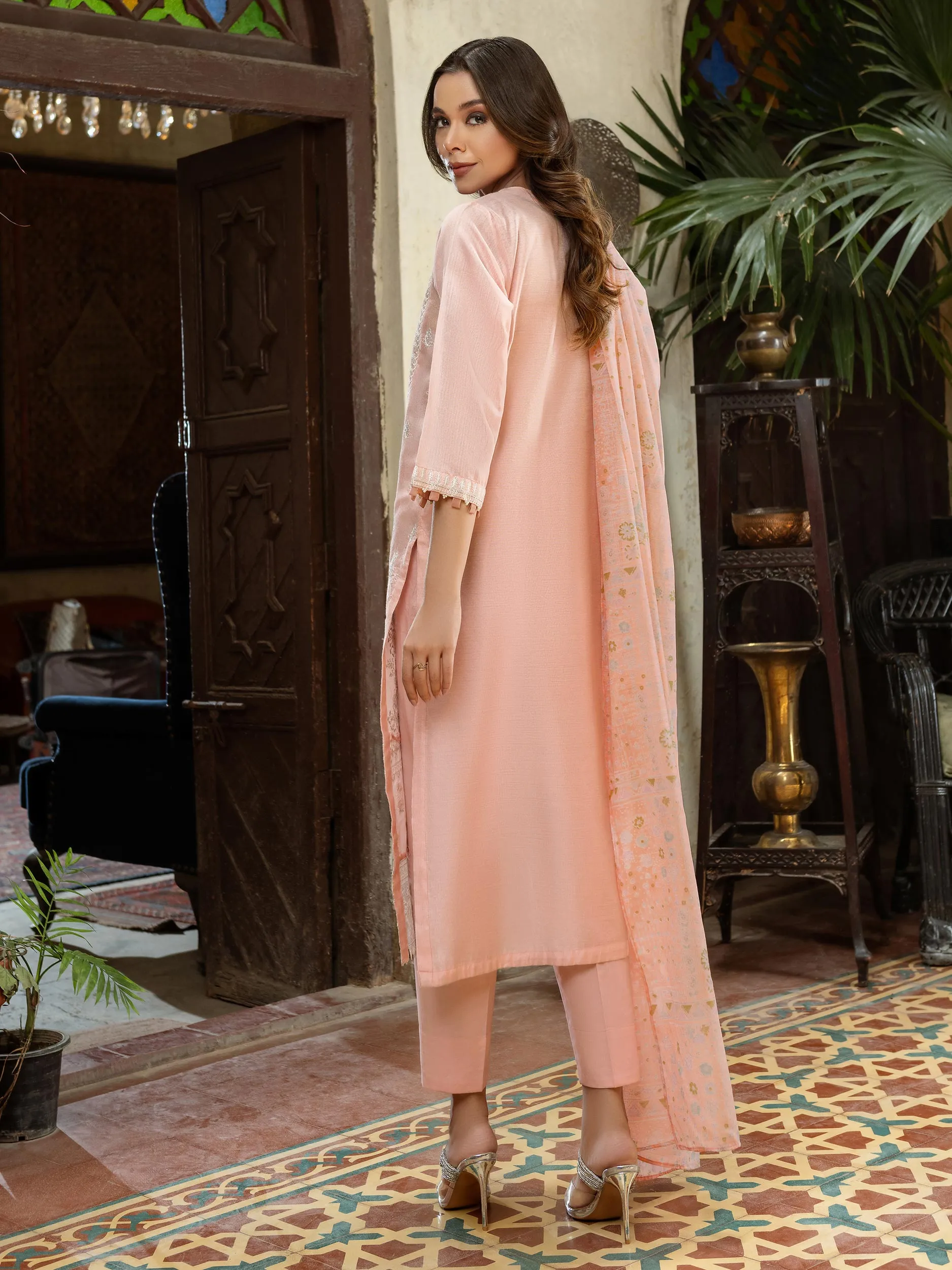 3 Piece Cotton Net Suit-Embroidered (Unstitched) | Lime Light Women Eid Collection 2023