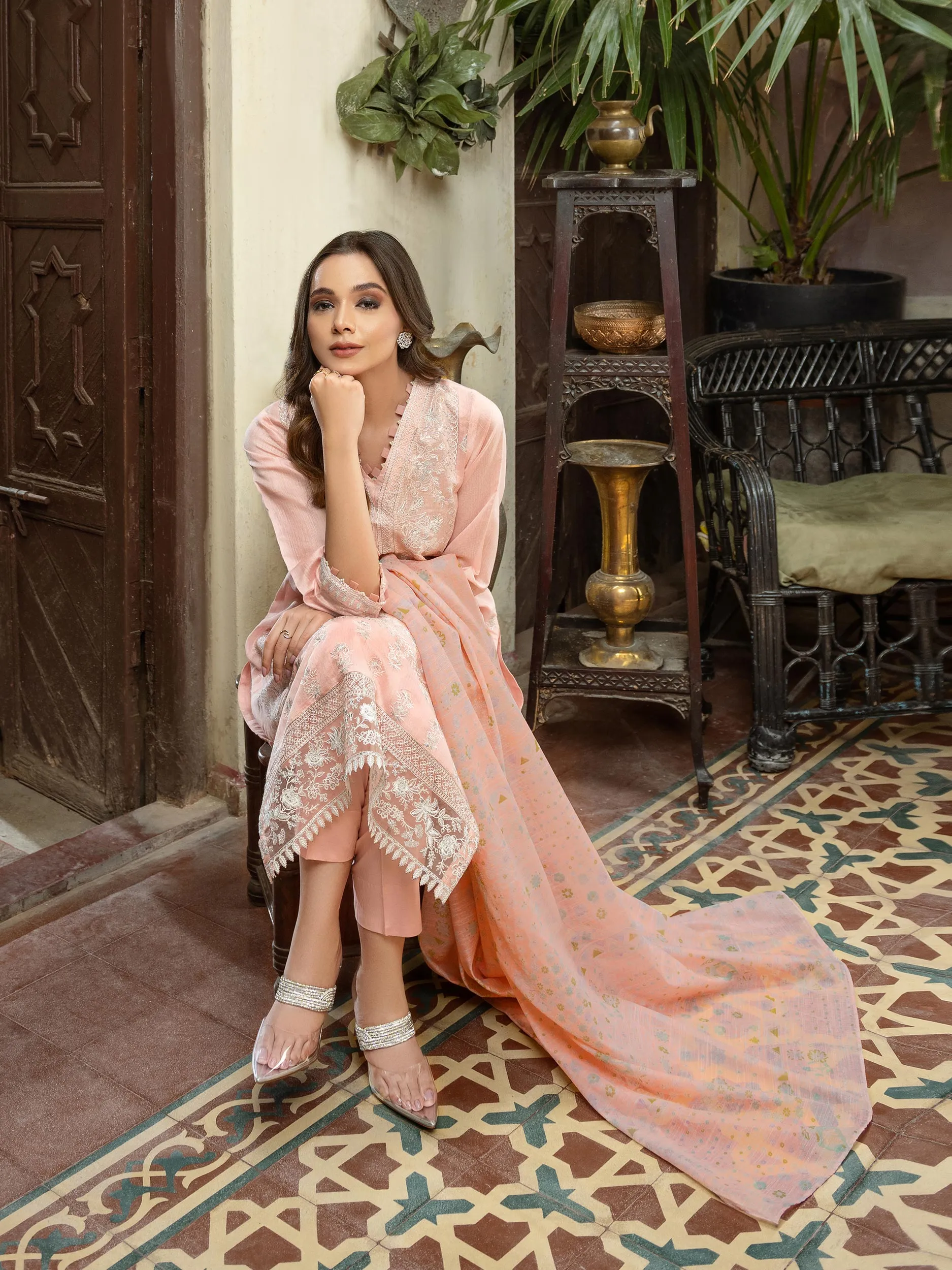 3 Piece Cotton Net Suit-Embroidered (Unstitched) | Lime Light Women Eid Collection 2023