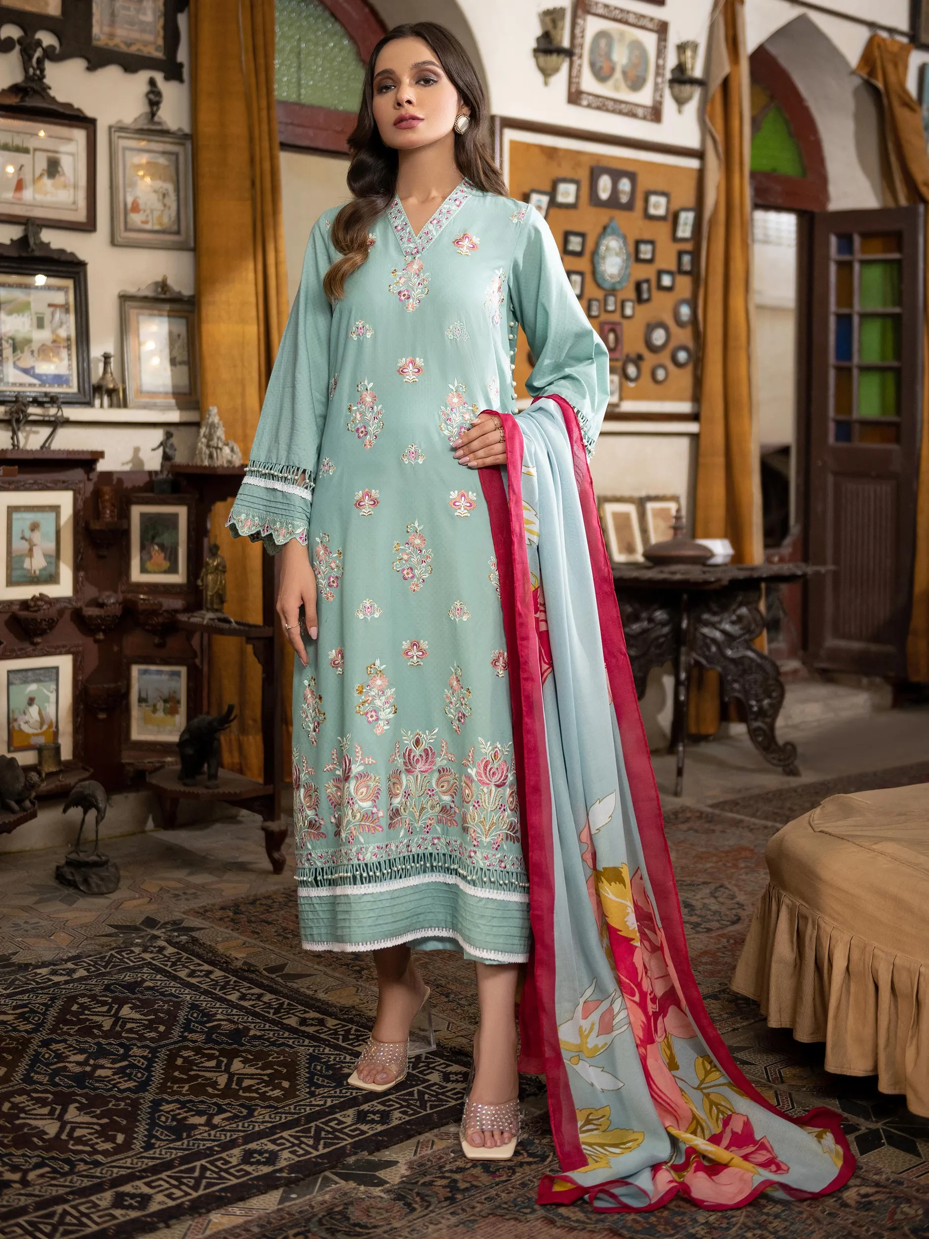 3 Piece Texture Lawn Suit-Embroidered (Unstitched) | Lime Light Women Eid Collection 2023