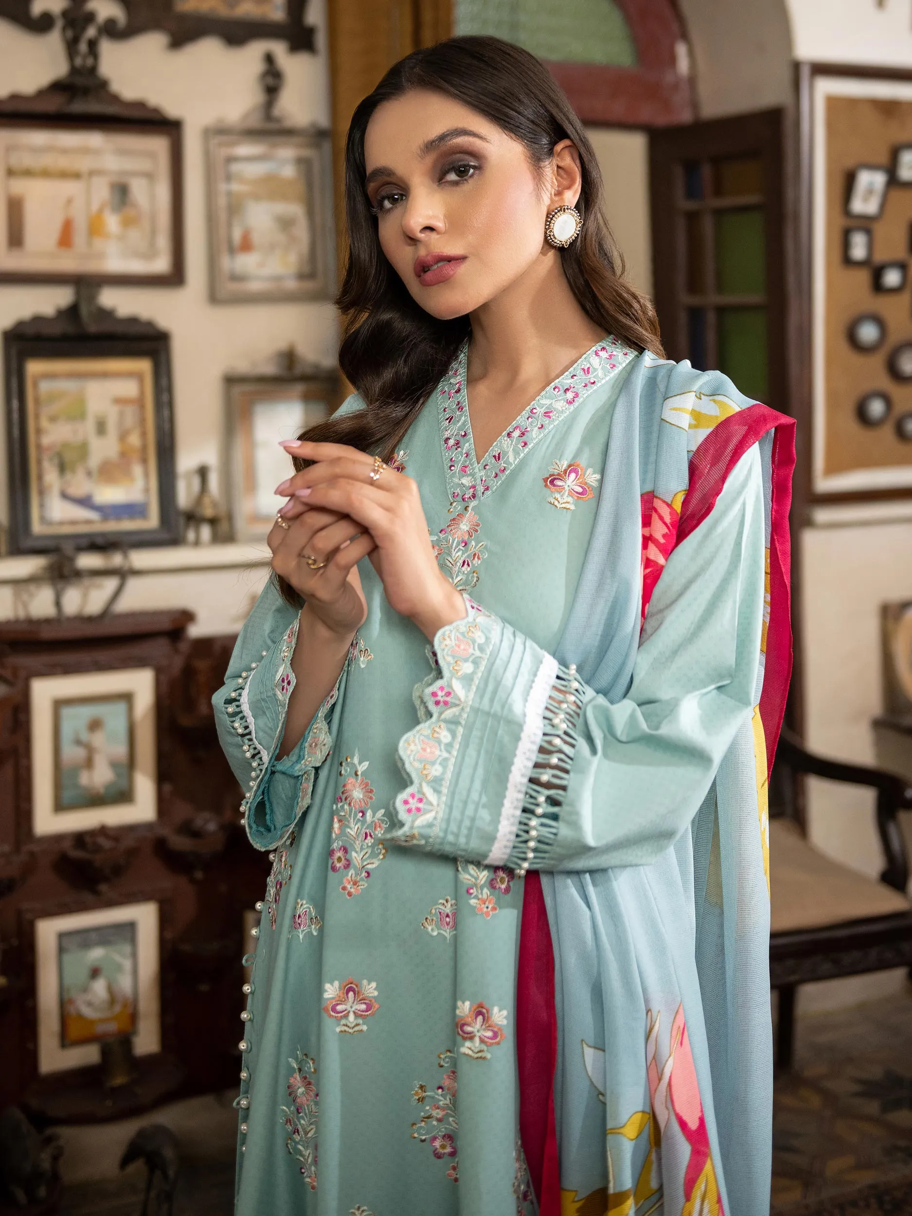 3 Piece Texture Lawn Suit-Embroidered (Unstitched) | Lime Light Women Eid Collection 2023