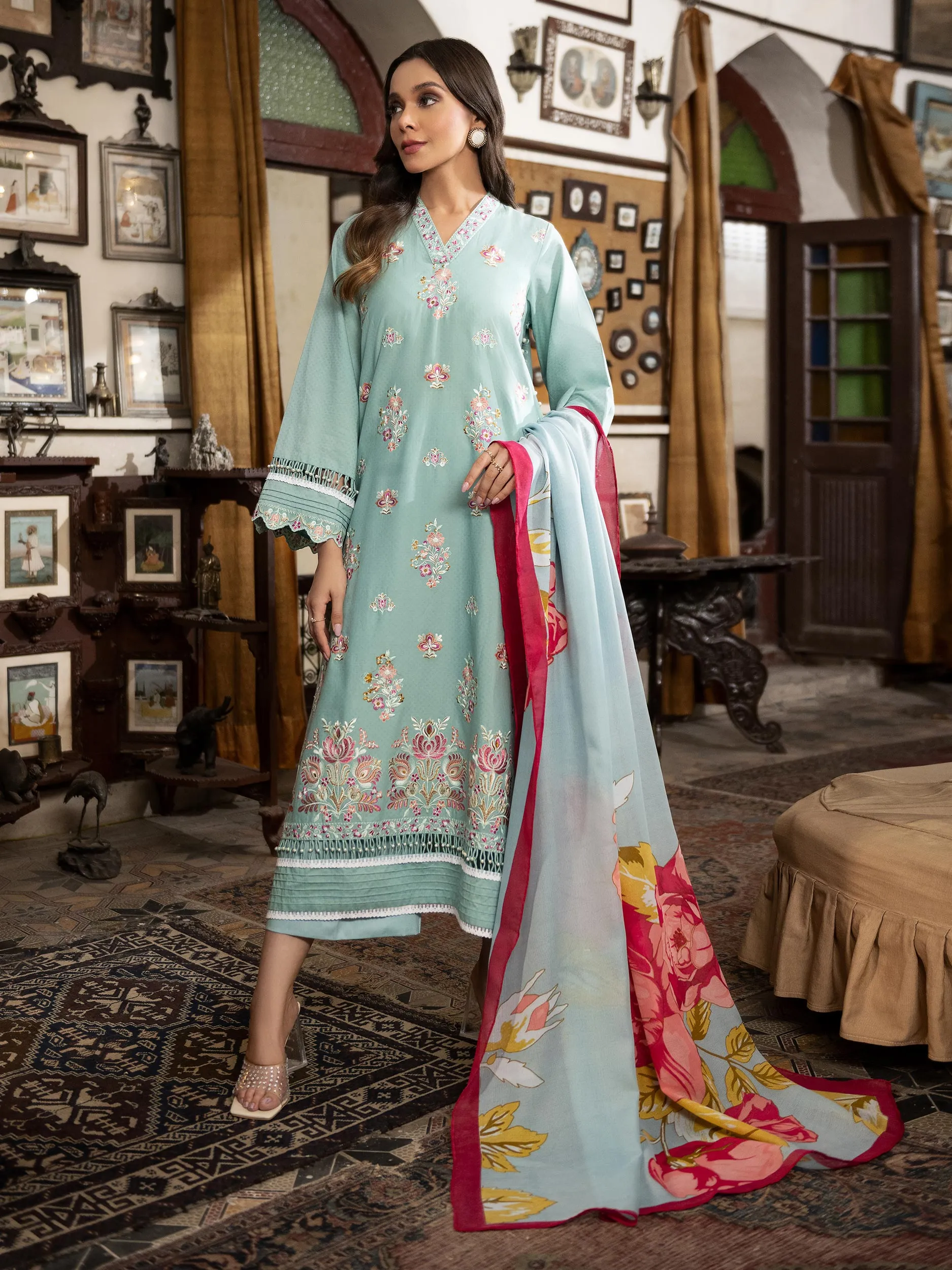 3 Piece Texture Lawn Suit-Embroidered (Unstitched) | Lime Light Women Eid Collection 2023