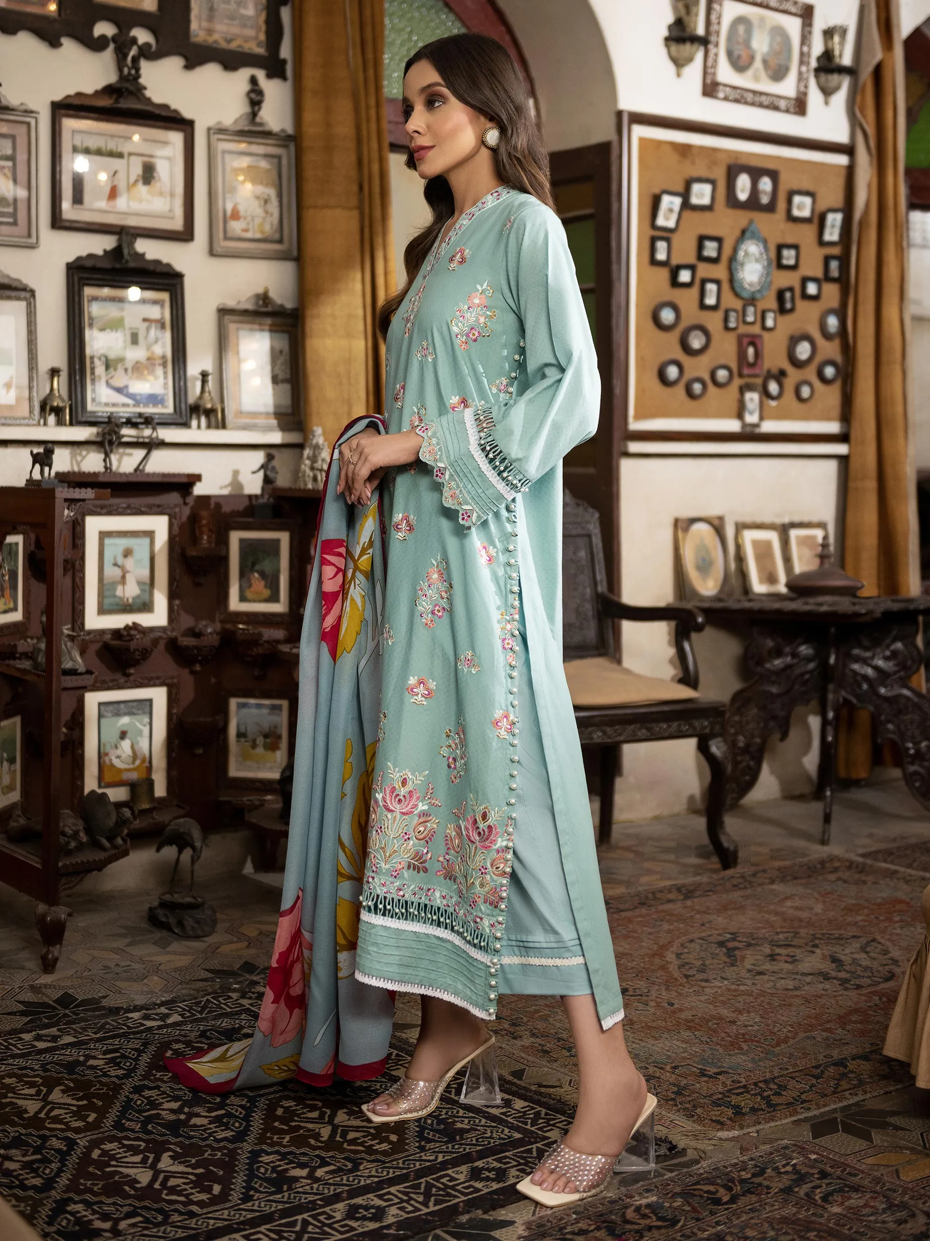 3 Piece Texture Lawn Suit-Embroidered (Unstitched) | Lime Light Women Eid Collection 2023