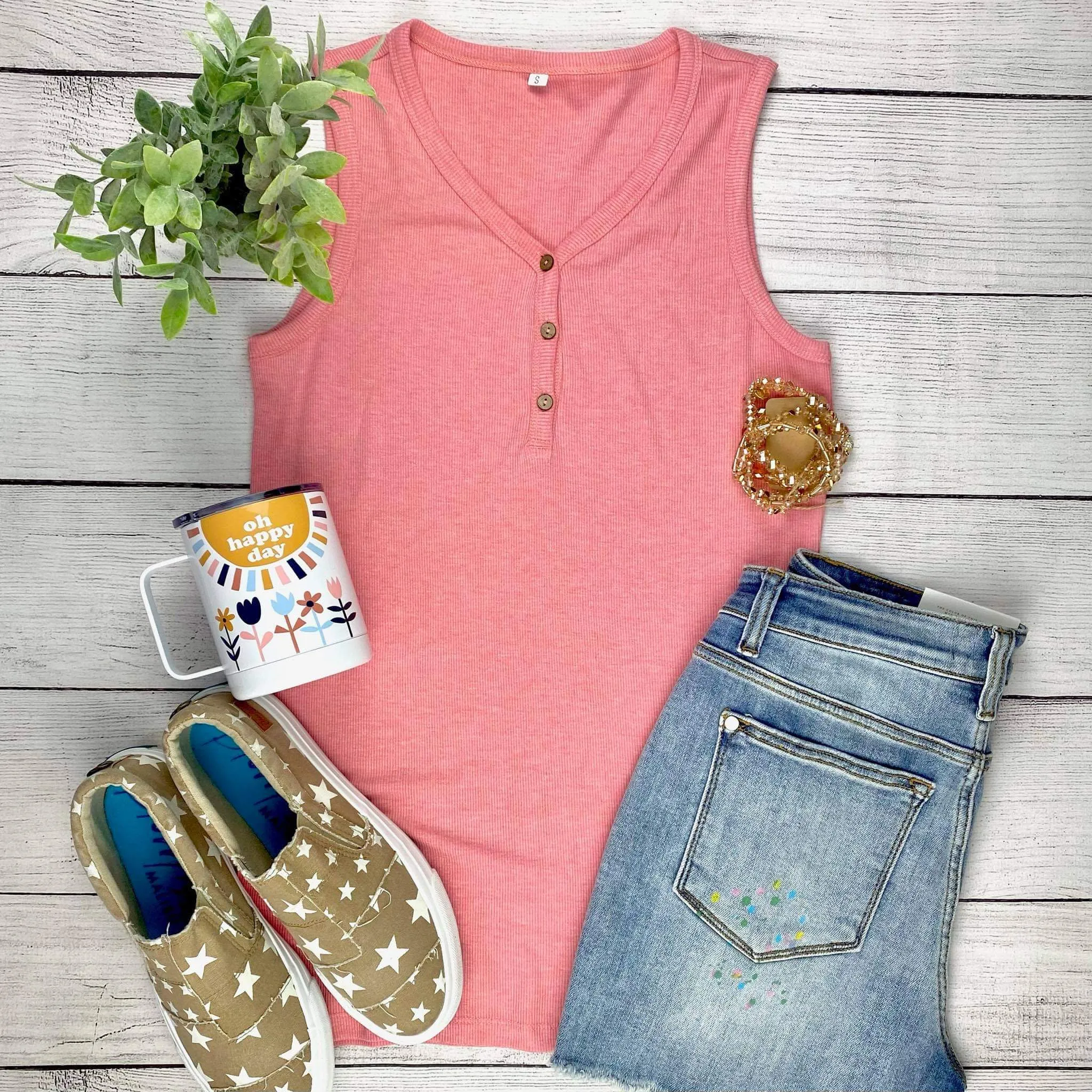 Addison Henley Tank - Heathered Pink