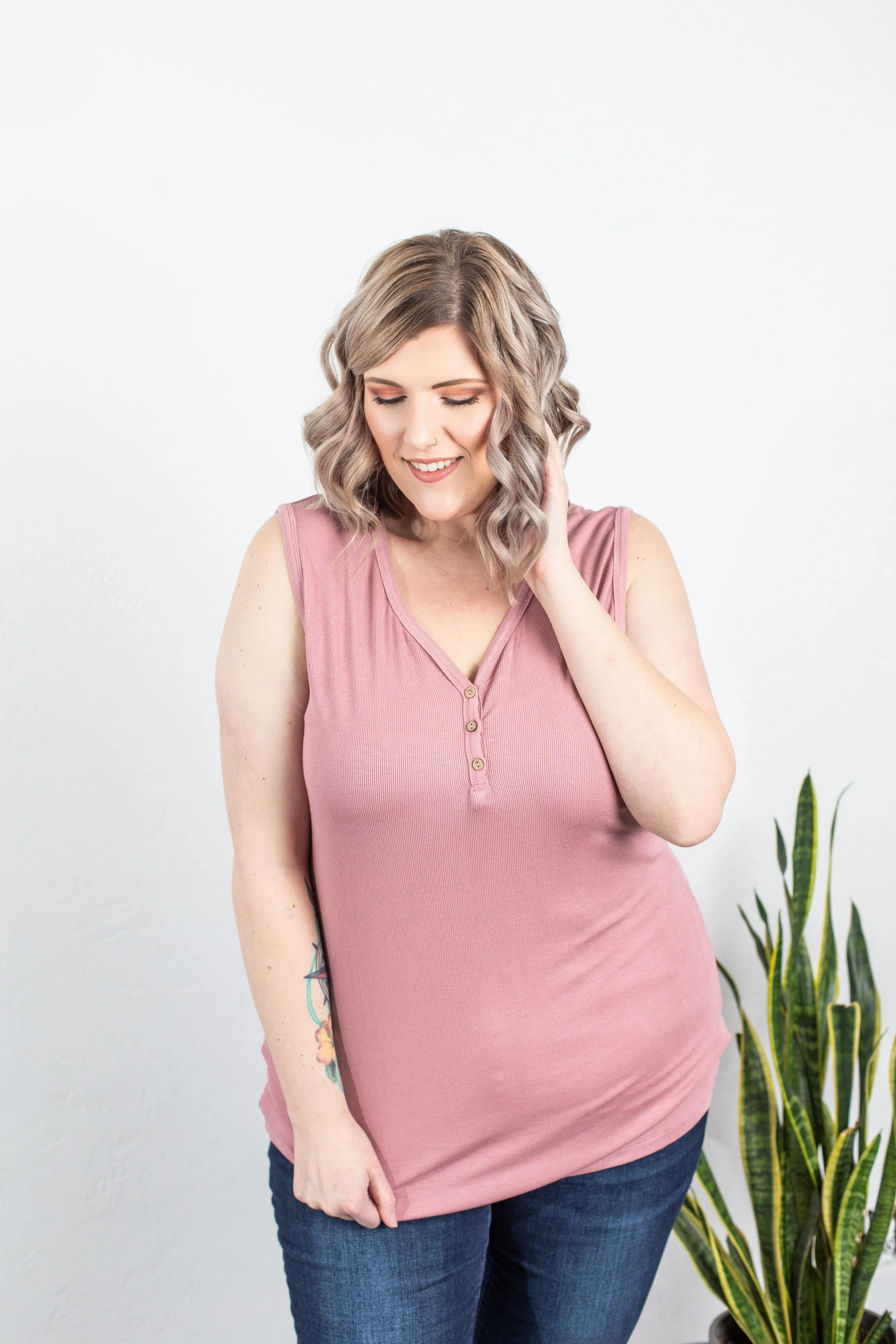 Addison Henley Tank - Rose