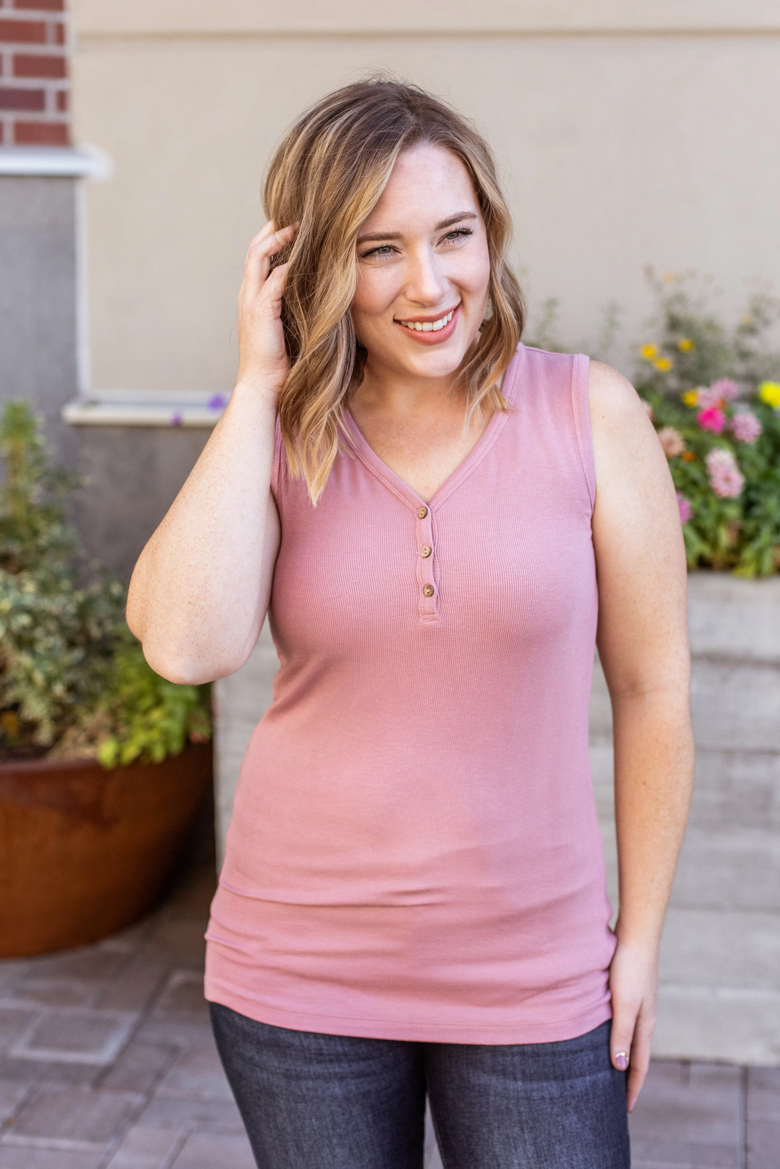 Addison Henley Tank - Rose
