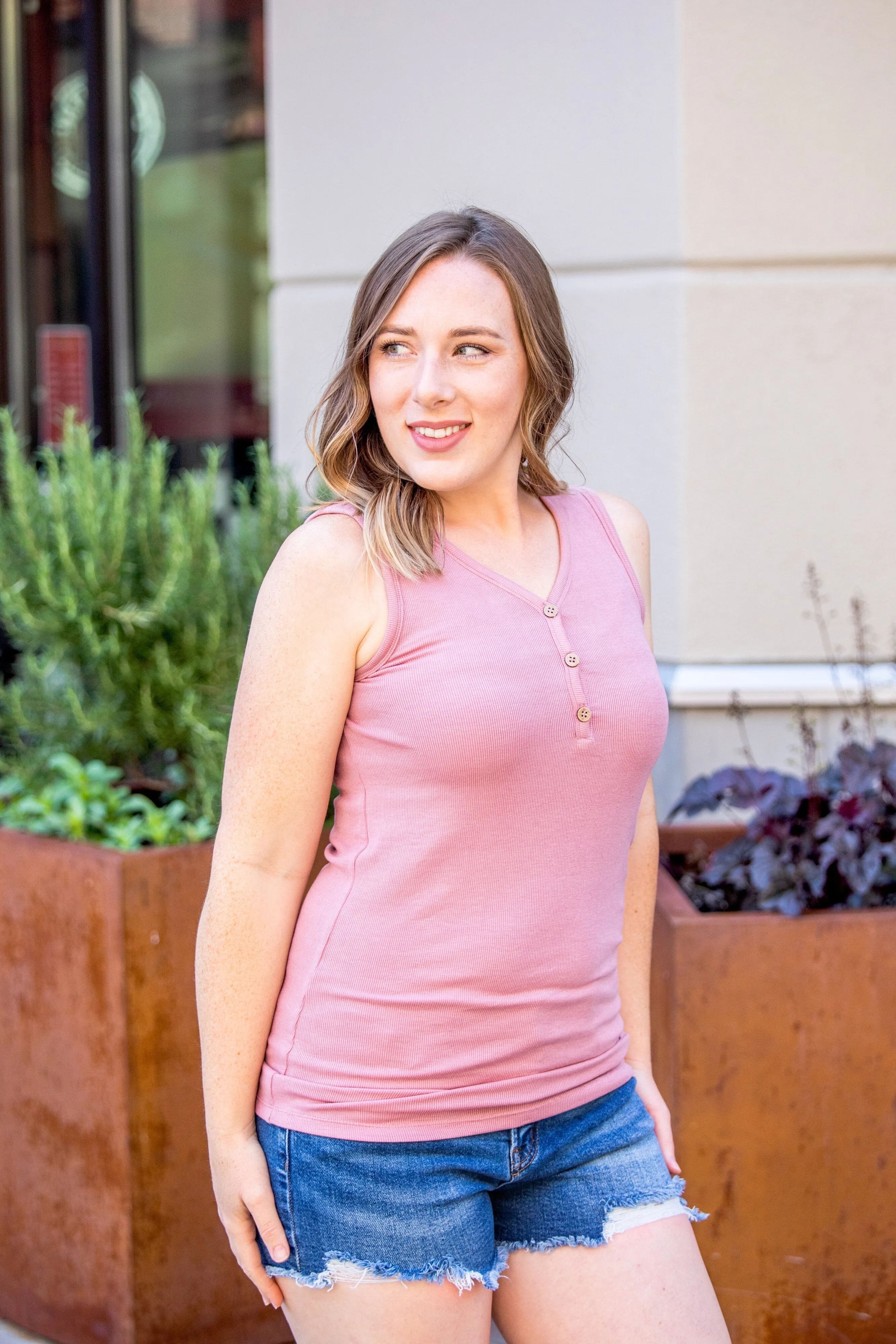 Addison Henley Tank - Rose
