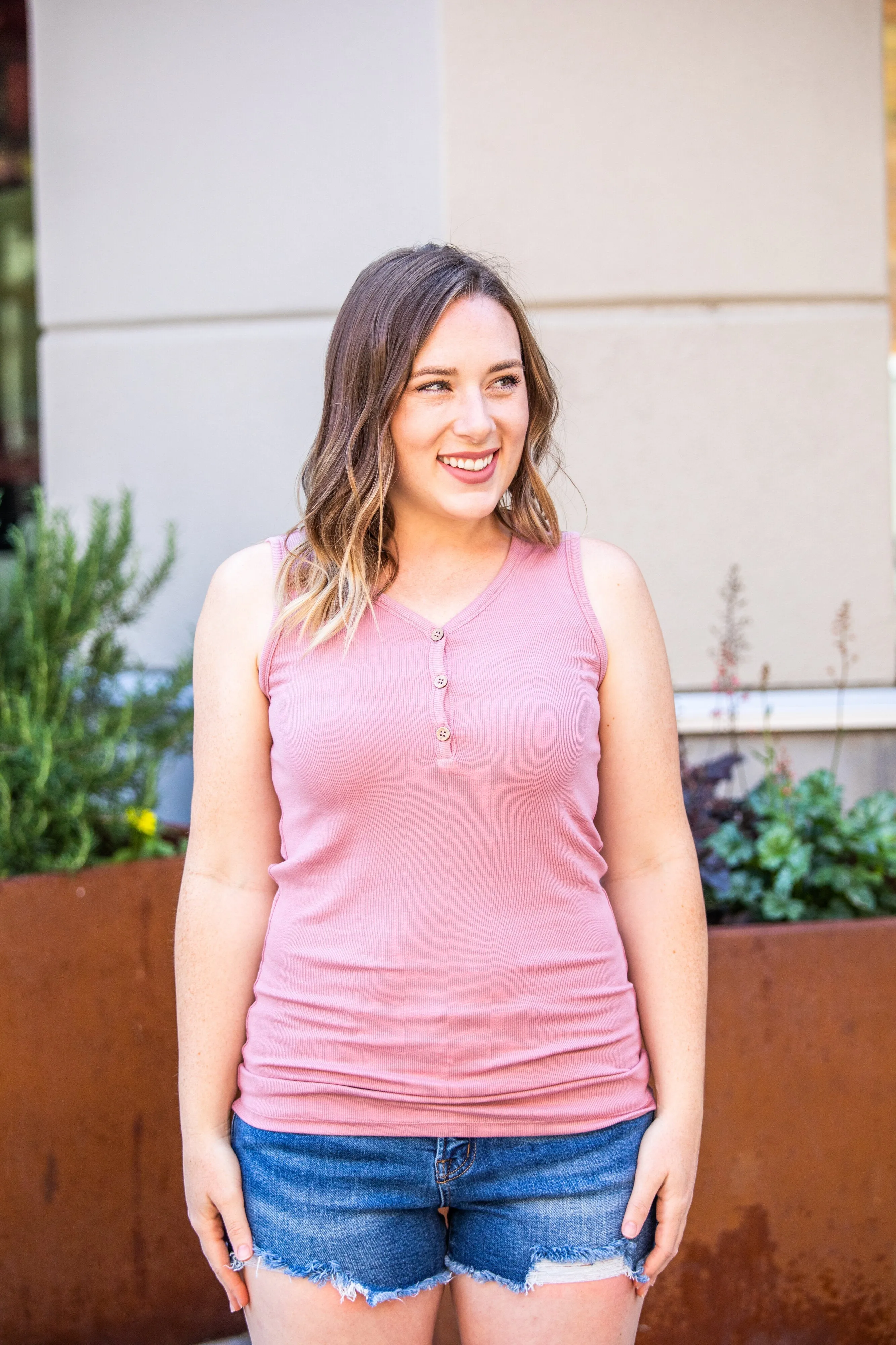 Addison Henley Tank - Rose