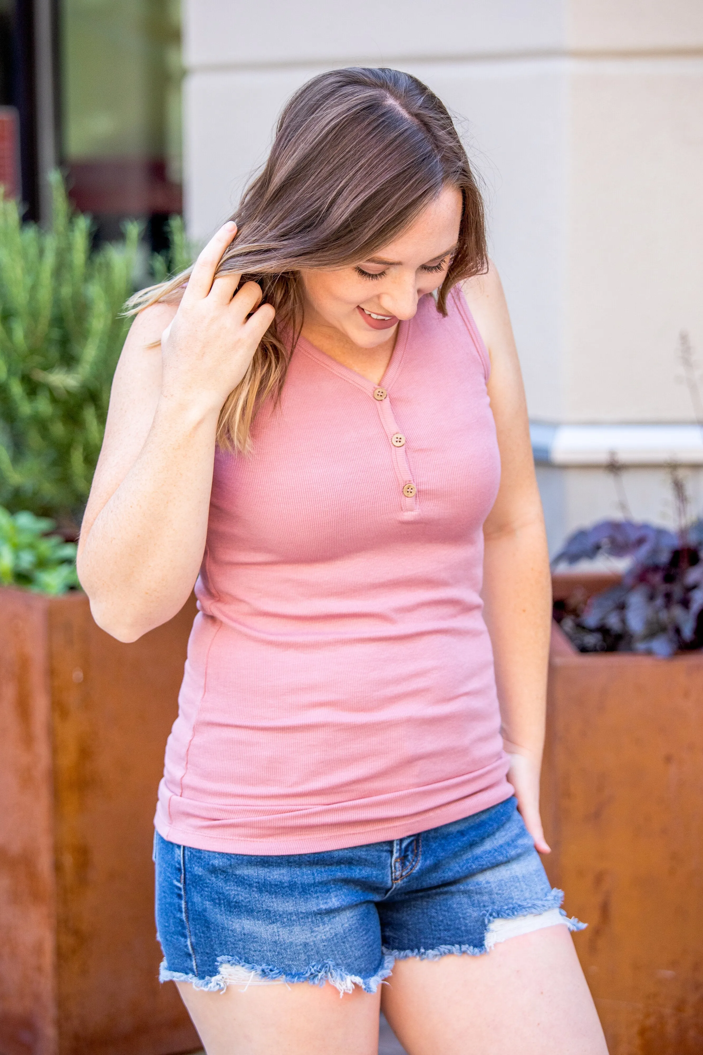 Addison Henley Tank - Rose