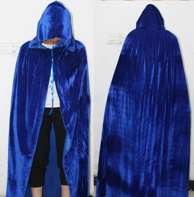 Adult Witch Long Purple Green Red Black Cloaks Hood Cape halloween costumes for women vampire Men gothic scary Fancy cosplay