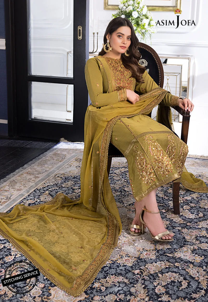AJIM-08 Asim Jofa The Iqra & Minal Edit Winter Collection 2022 | Unstitched Embroidered Cotton Suits