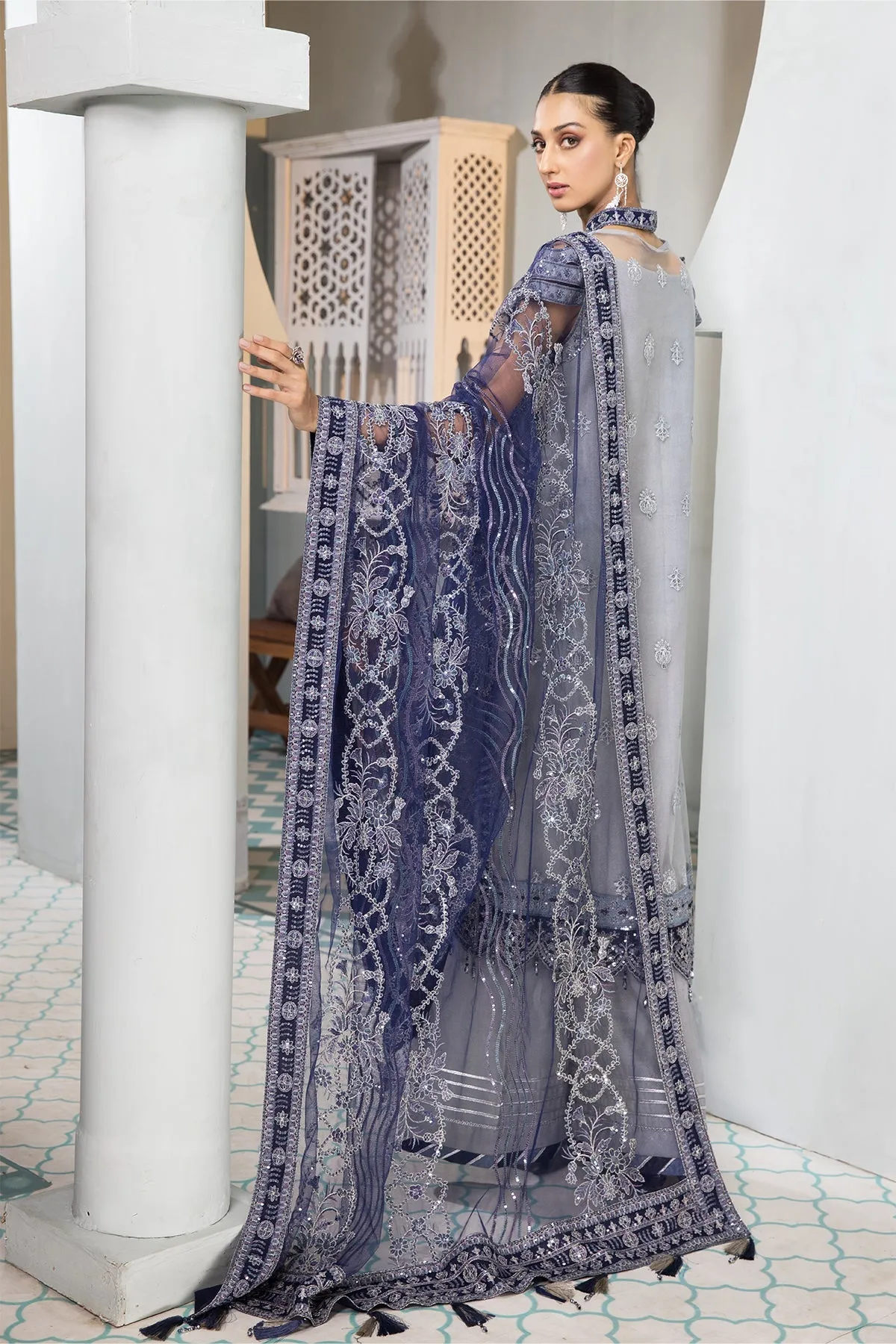 Aks | Alizeh Fashion Vasl-e-Meeras Festive Edition 2022 | Unstitched Embroidered Net Suits