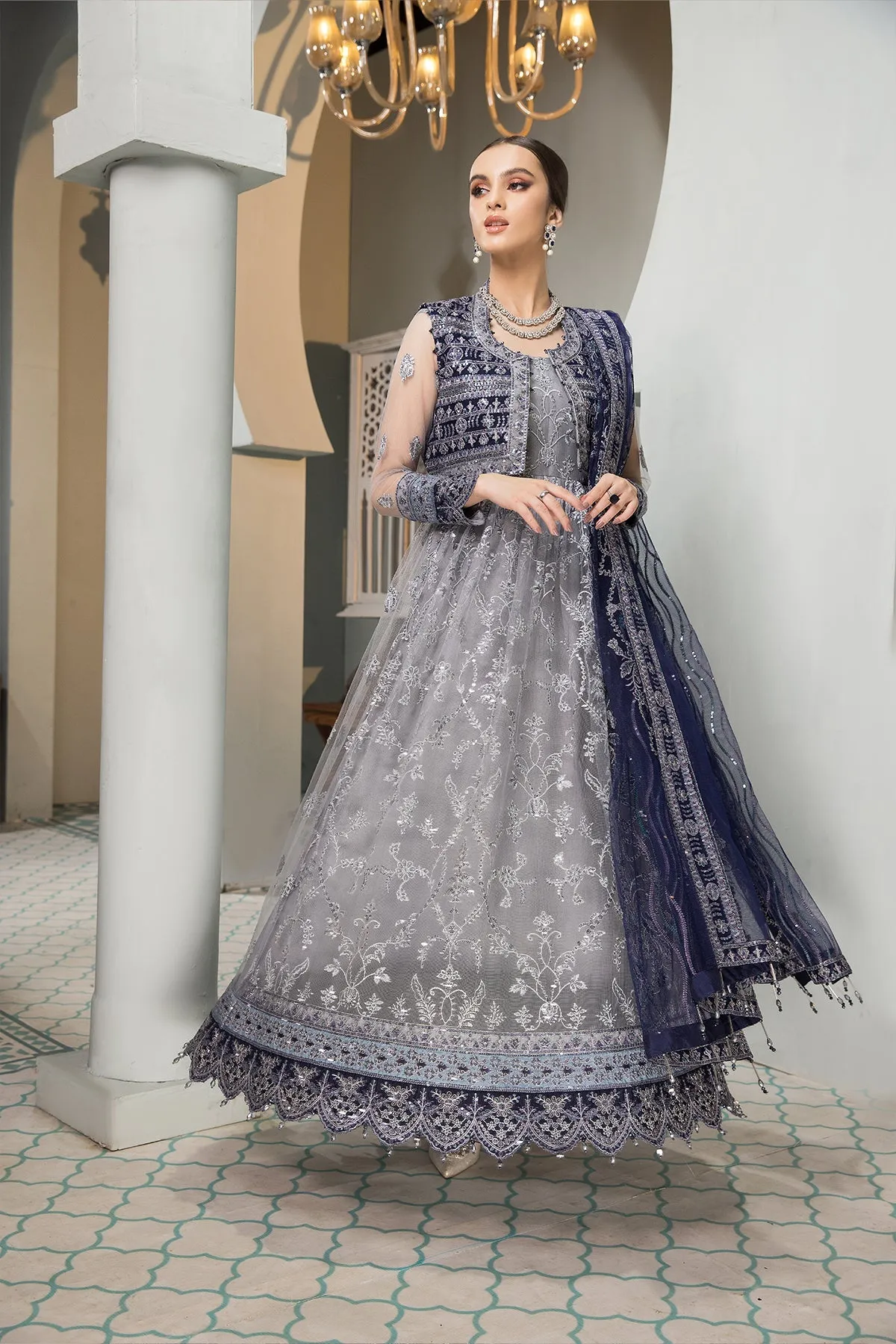Aks | Alizeh Fashion Vasl-e-Meeras Festive Edition 2022 | Unstitched Embroidered Net Suits