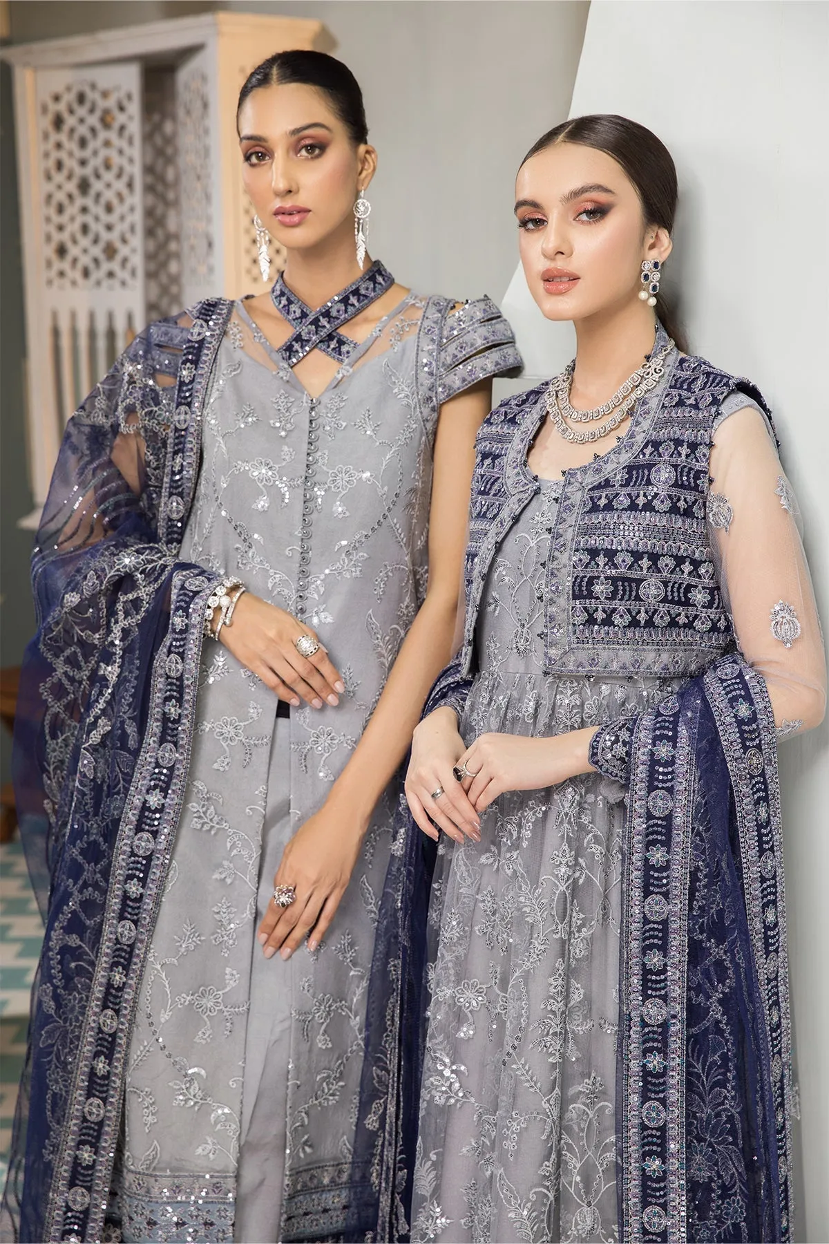 Aks | Alizeh Fashion Vasl-e-Meeras Festive Edition 2022 | Unstitched Embroidered Net Suits
