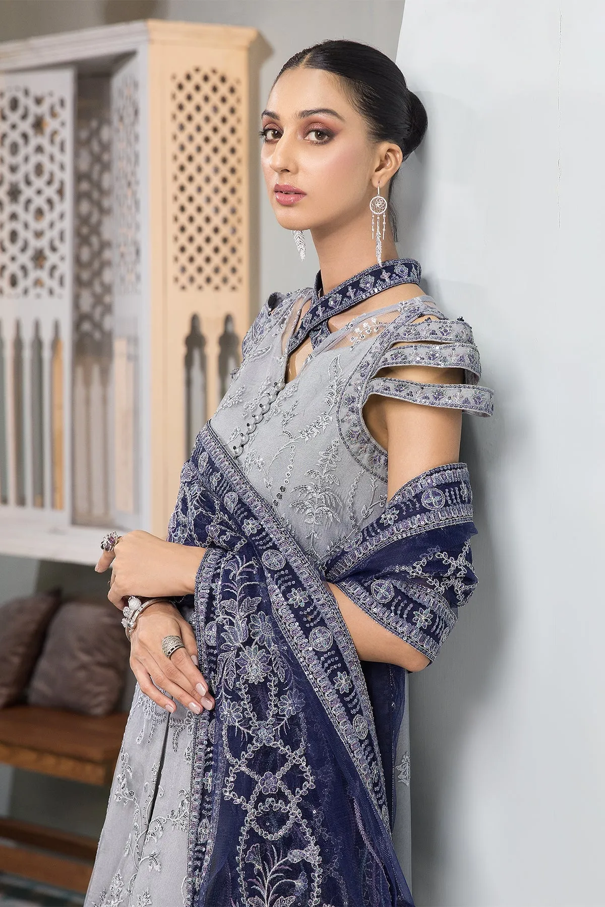Aks | Alizeh Fashion Vasl-e-Meeras Festive Edition 2022 | Unstitched Embroidered Net Suits