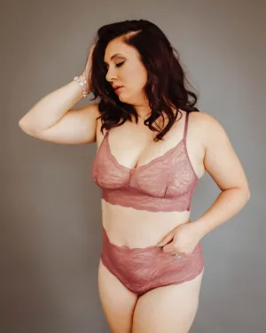 All Lace Roses Bralette   High-Waisted Boyshort (Mulberry)
