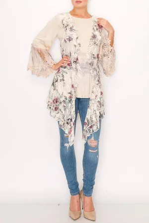 All Lace Ruffle Outerwear Origami Vest