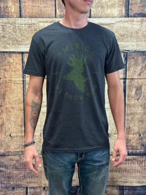 America"We Grow Deer" Graphic Tee in Black