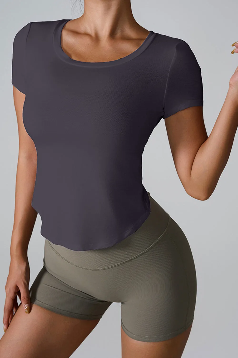 Anna Cutout Round Neck Short Sleeve Active T-Shirt