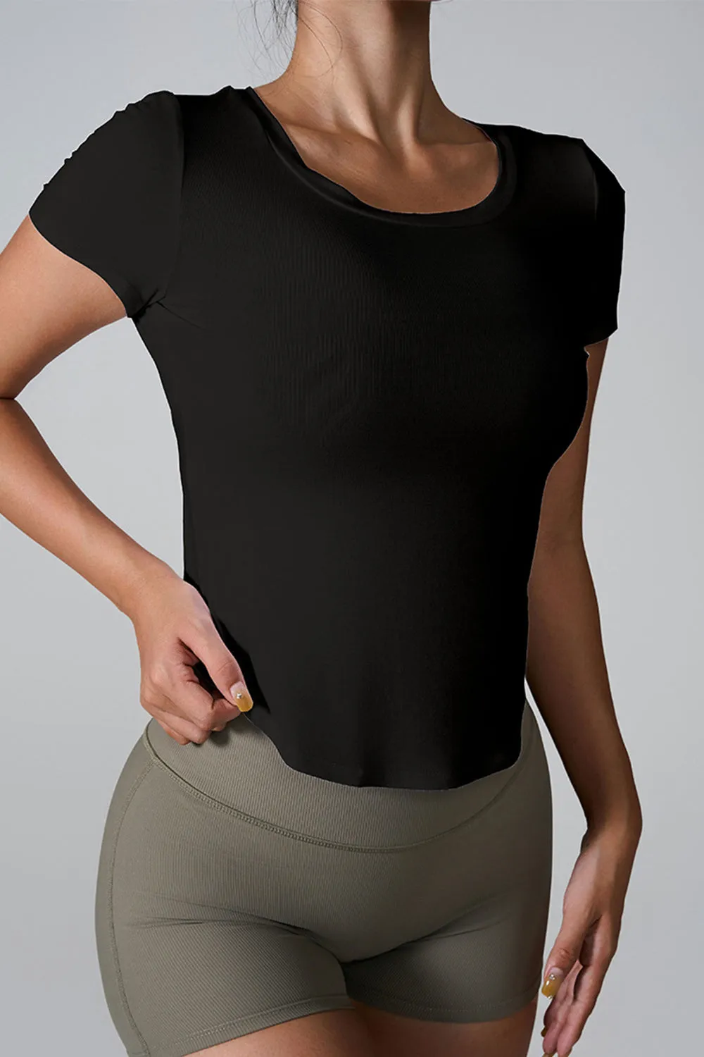 Anna Cutout Round Neck Short Sleeve Active T-Shirt