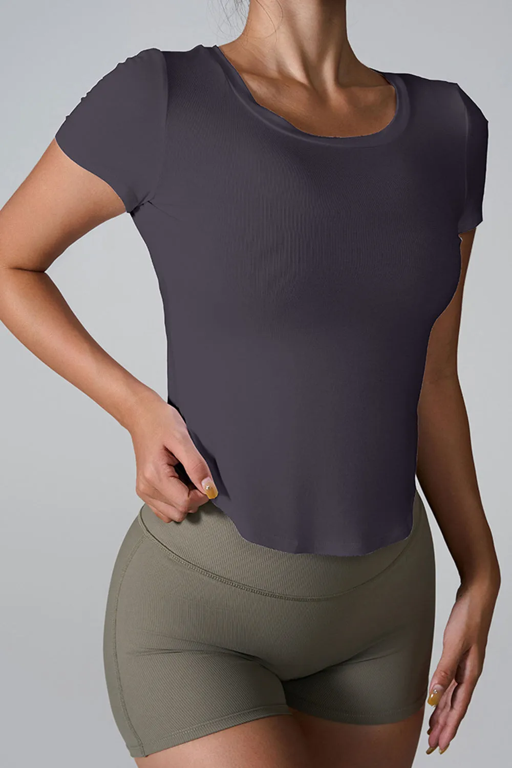 Anna Cutout Round Neck Short Sleeve Active T-Shirt