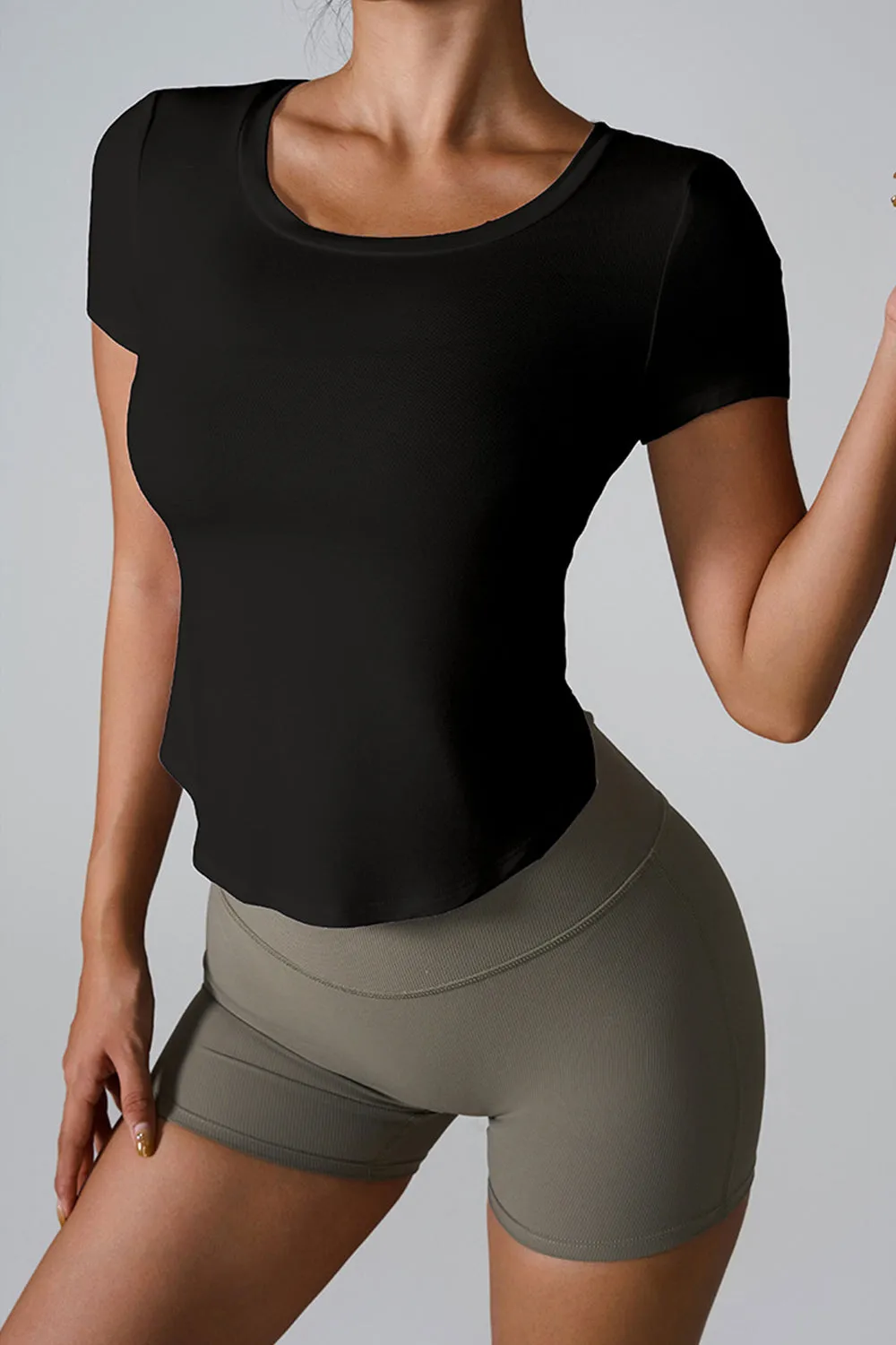 Anna Cutout Round Neck Short Sleeve Active T-Shirt
