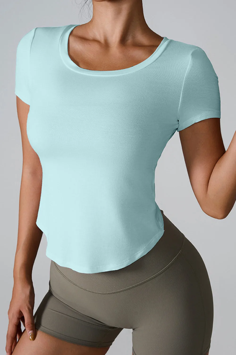 Anna Cutout Round Neck Short Sleeve Active T-Shirt