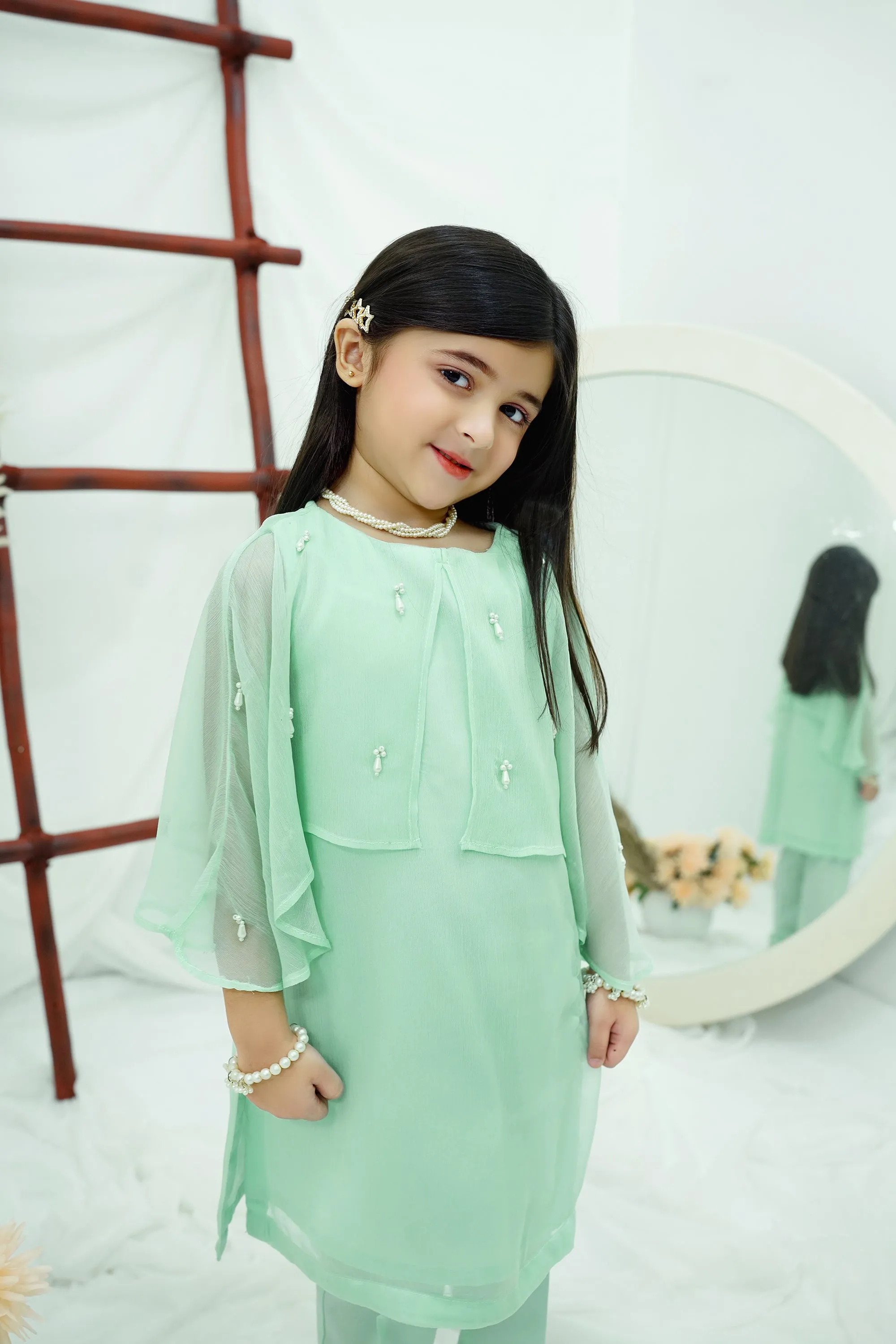 Aqua Blue Embroidered Chiffon
