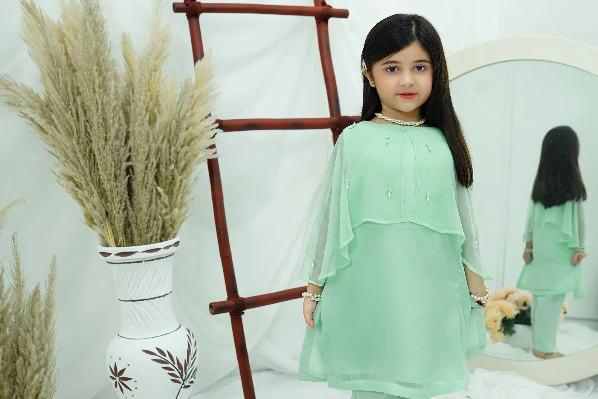 Aqua Blue Embroidered Chiffon
