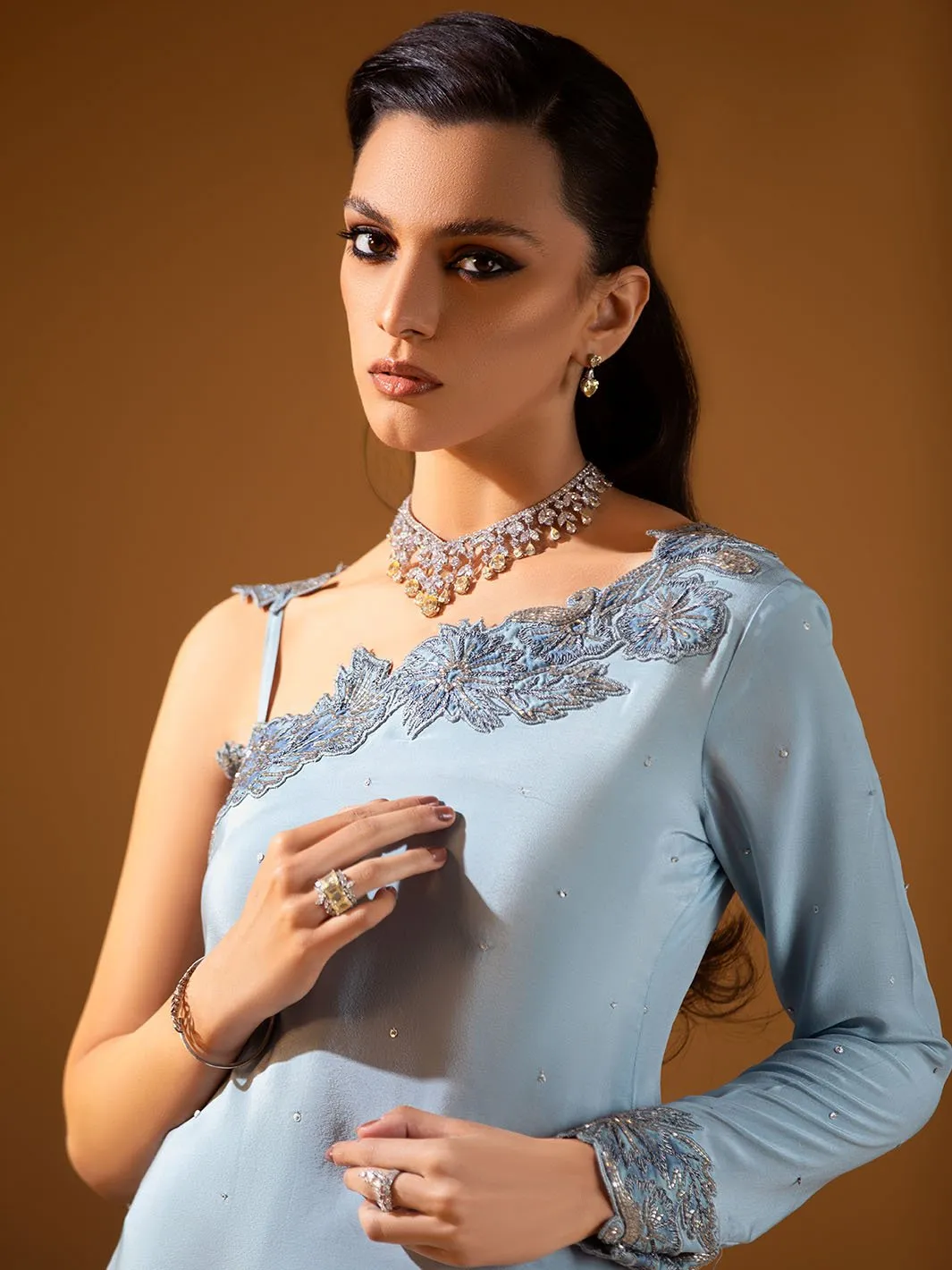 Aquaria | Mohtaram NUUR Luxury PRET Collection 2022 | Stitched Silk Suits