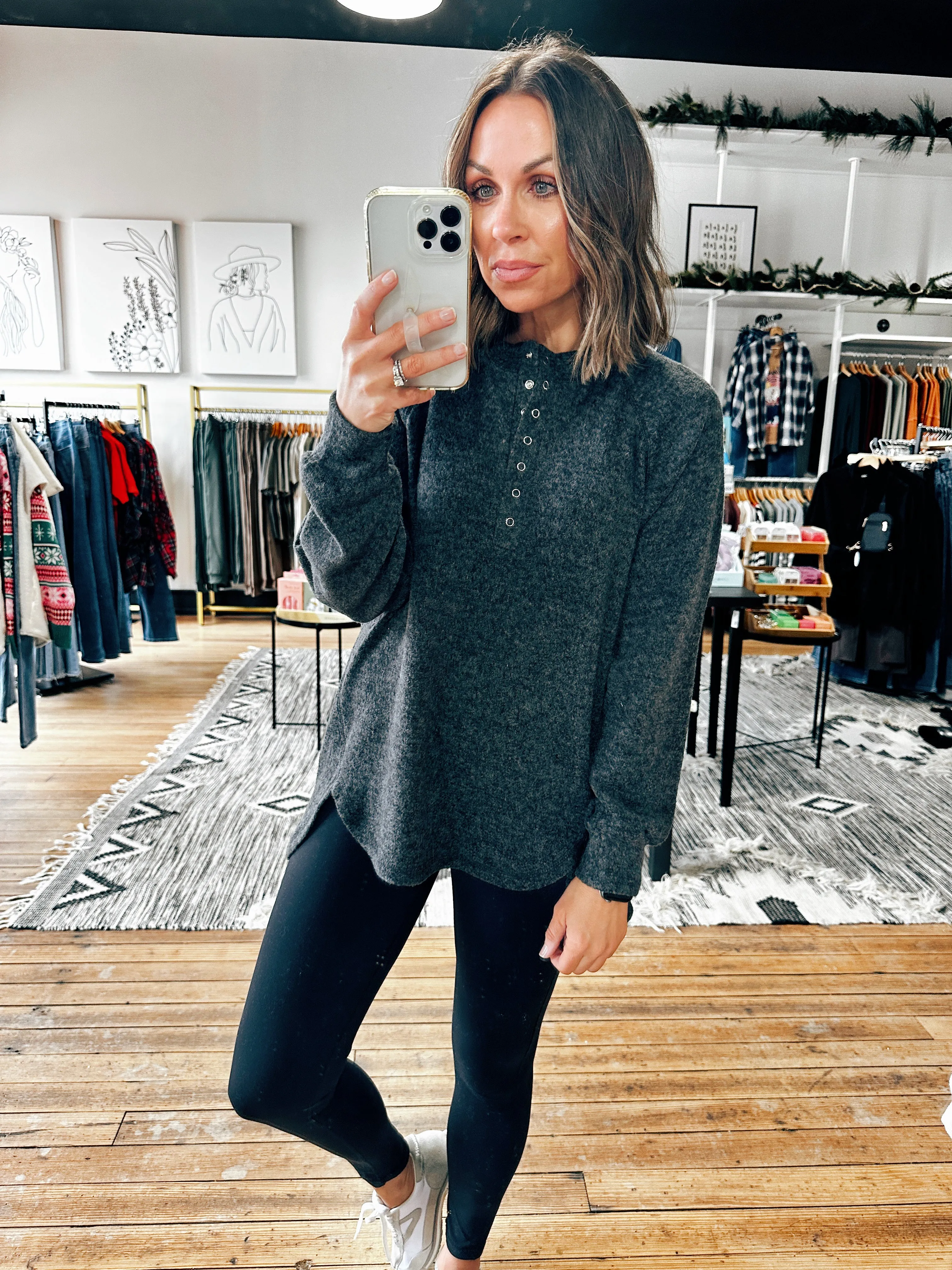 Ashley Snap Henley Top - 5 Colors